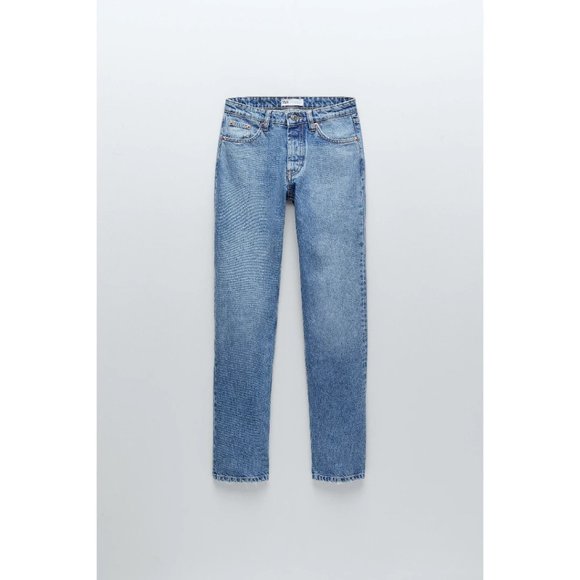 NWT Zara light wash blue mid-rise full length straight leg denim jeans, US6 - Picture 4 of 8
